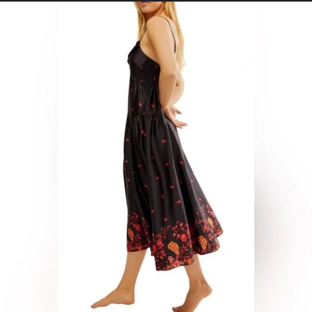 Free People On My Own Floral Satin Slip Dress - Picture 2 of 5